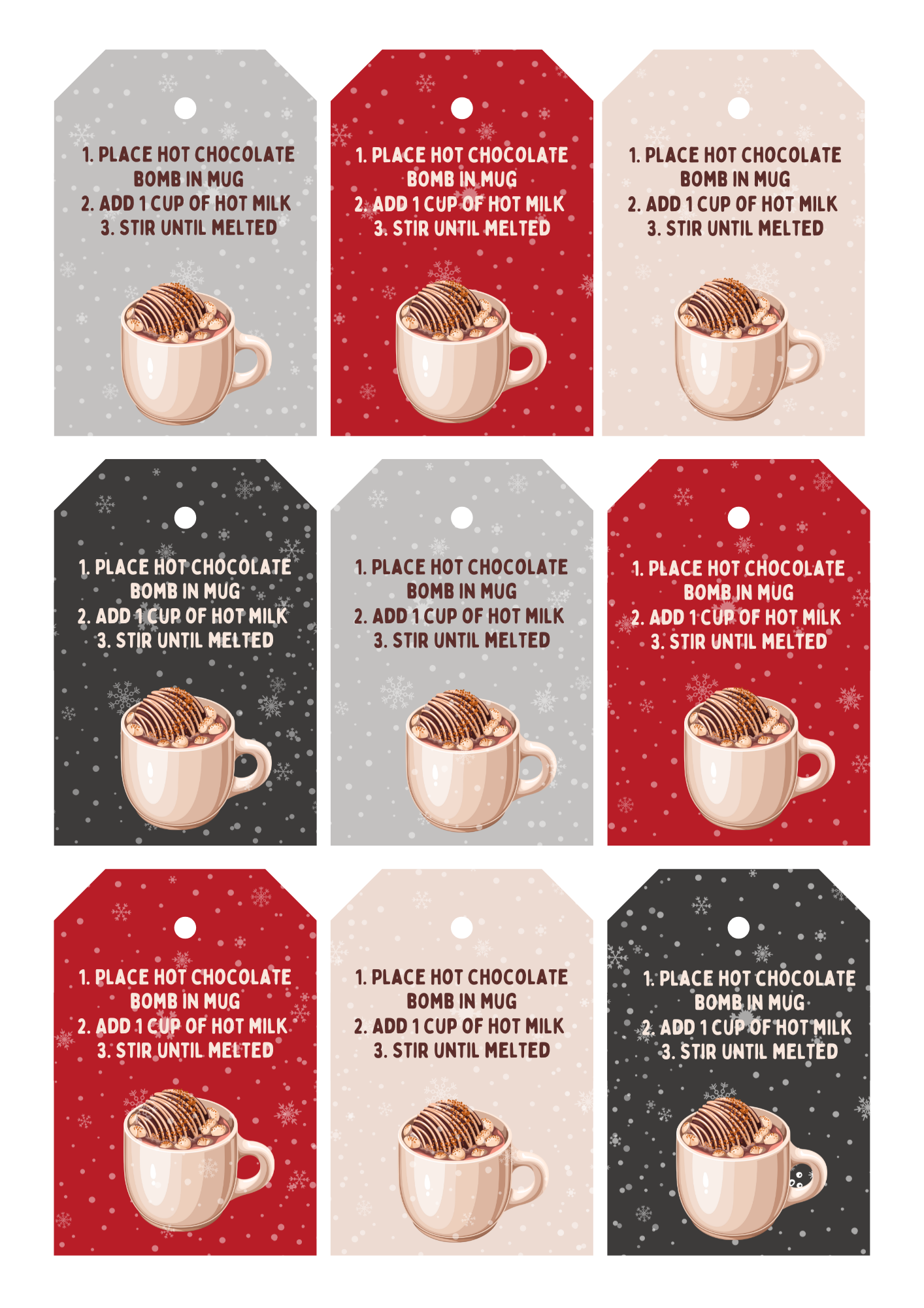 free printable hot cocoa bomb tags christmas gift - a sparkle of