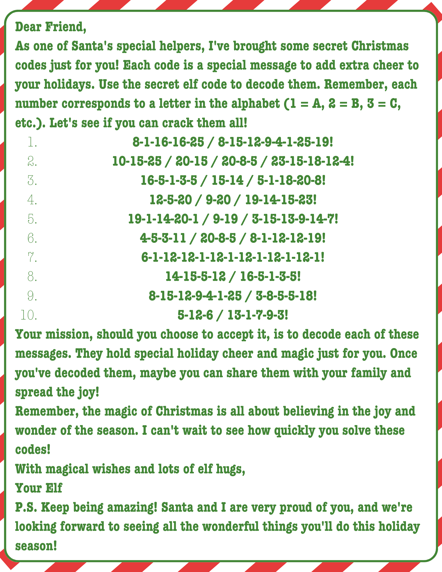 elf secret message printable - a sparkle of genius