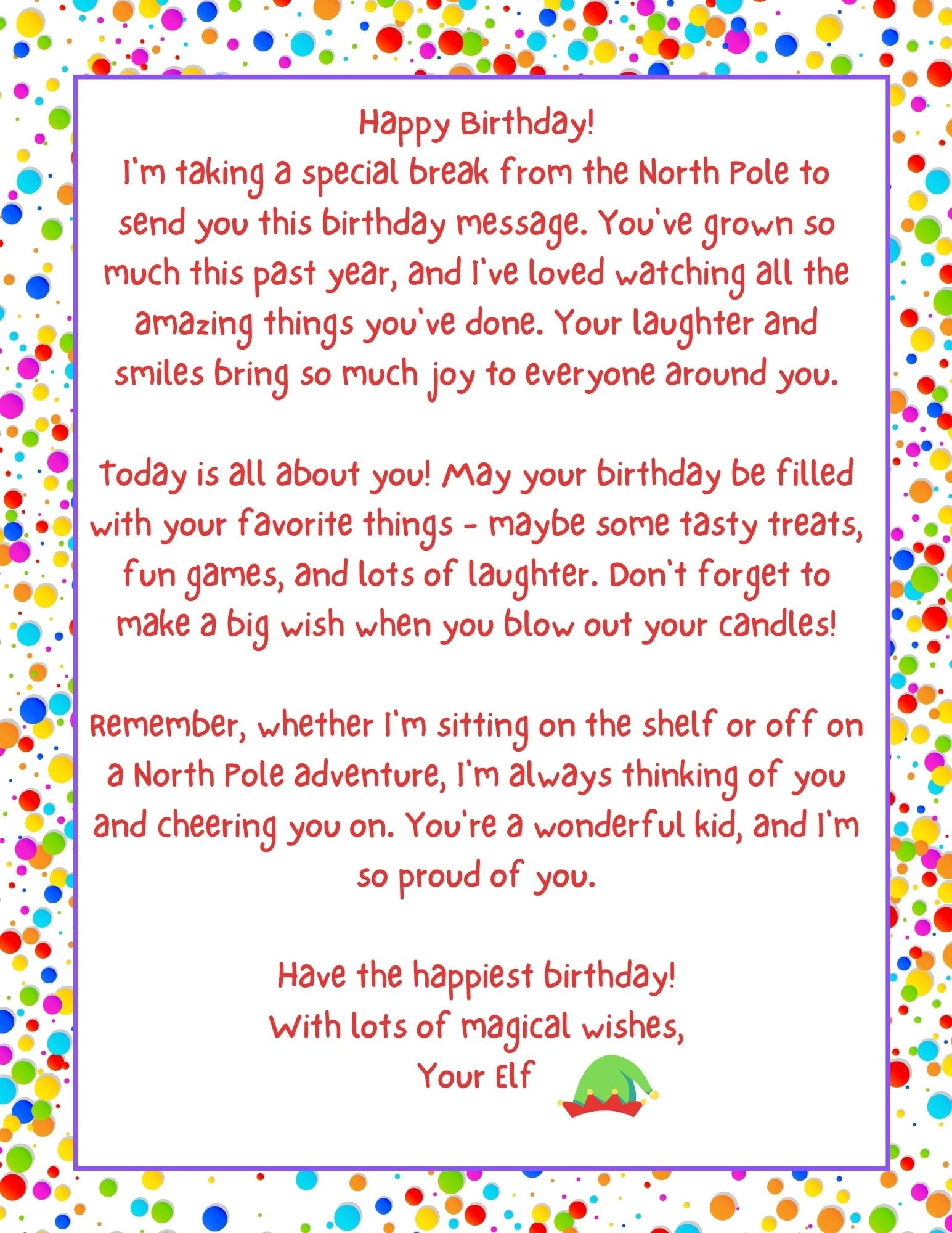 elf birthday letter - a sparkle of genius
