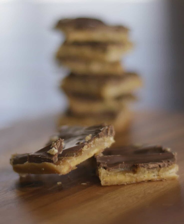 A treat sitting on top of a wooden table