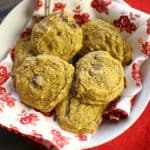 A plate of food on a table, with Cookie