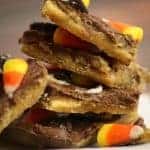 Saltine toffee on a white plate.