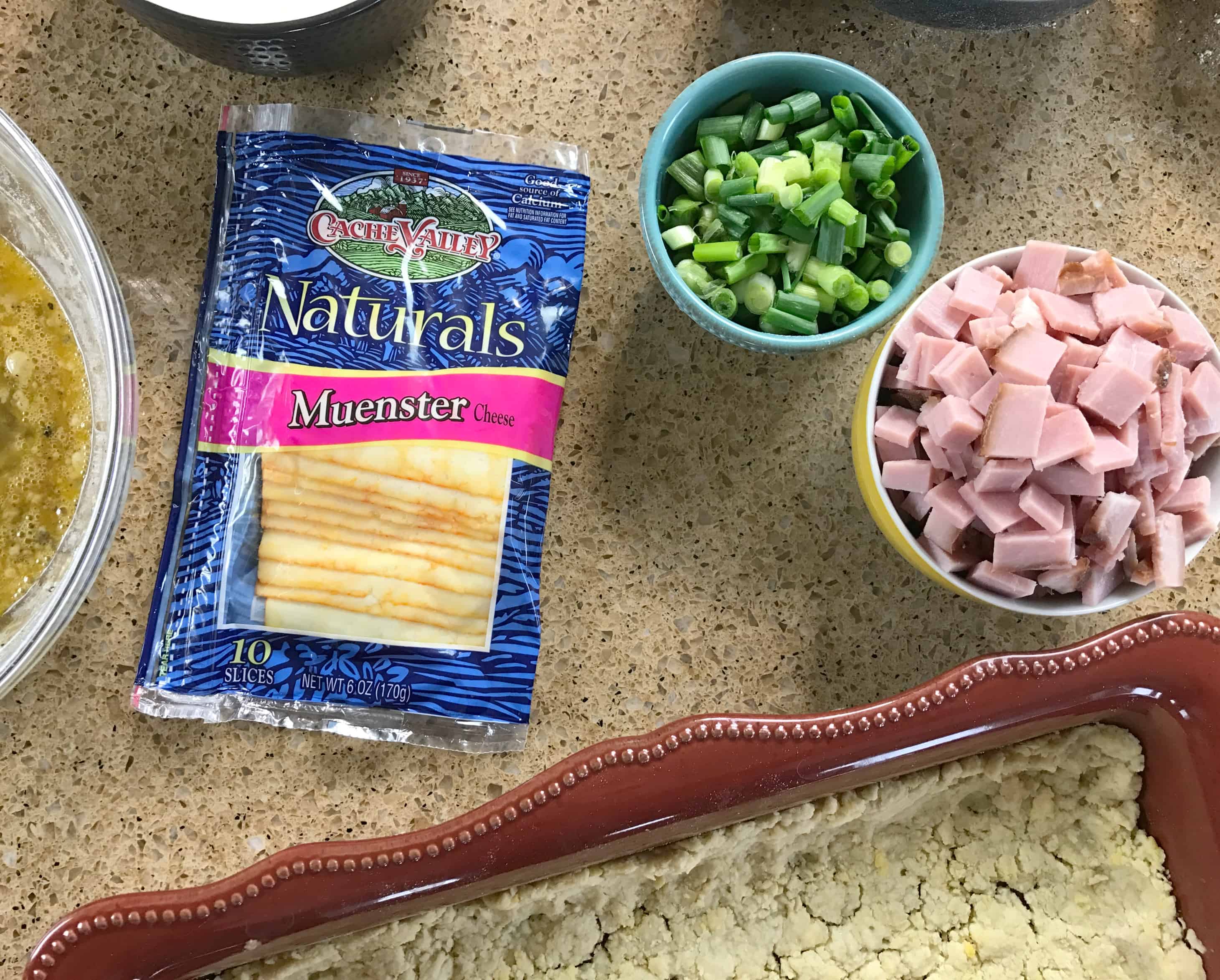 A bowl of food on a table