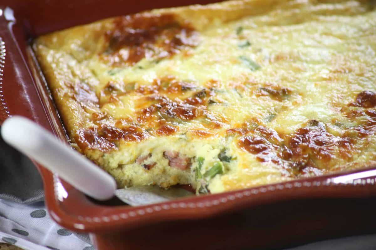 A close up of a quiche