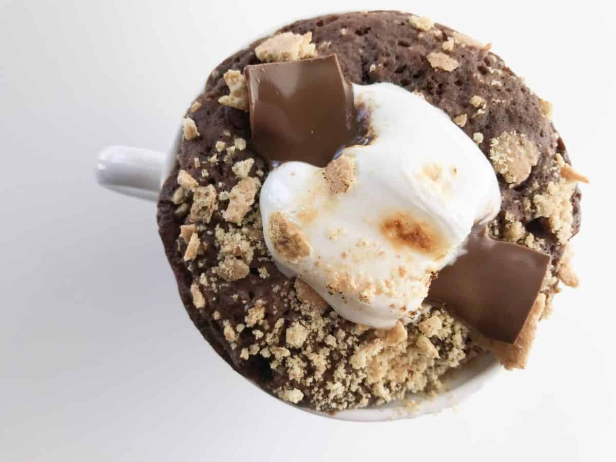 A piece of cake and ice cream on a plate, with Chocolate and S'more