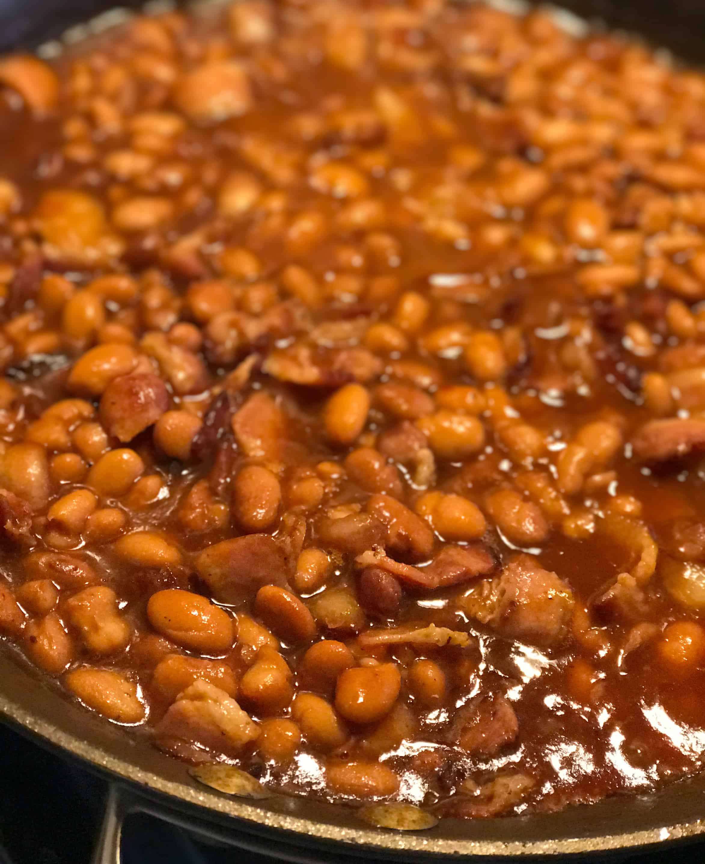 A bowl of food, with Baked beans