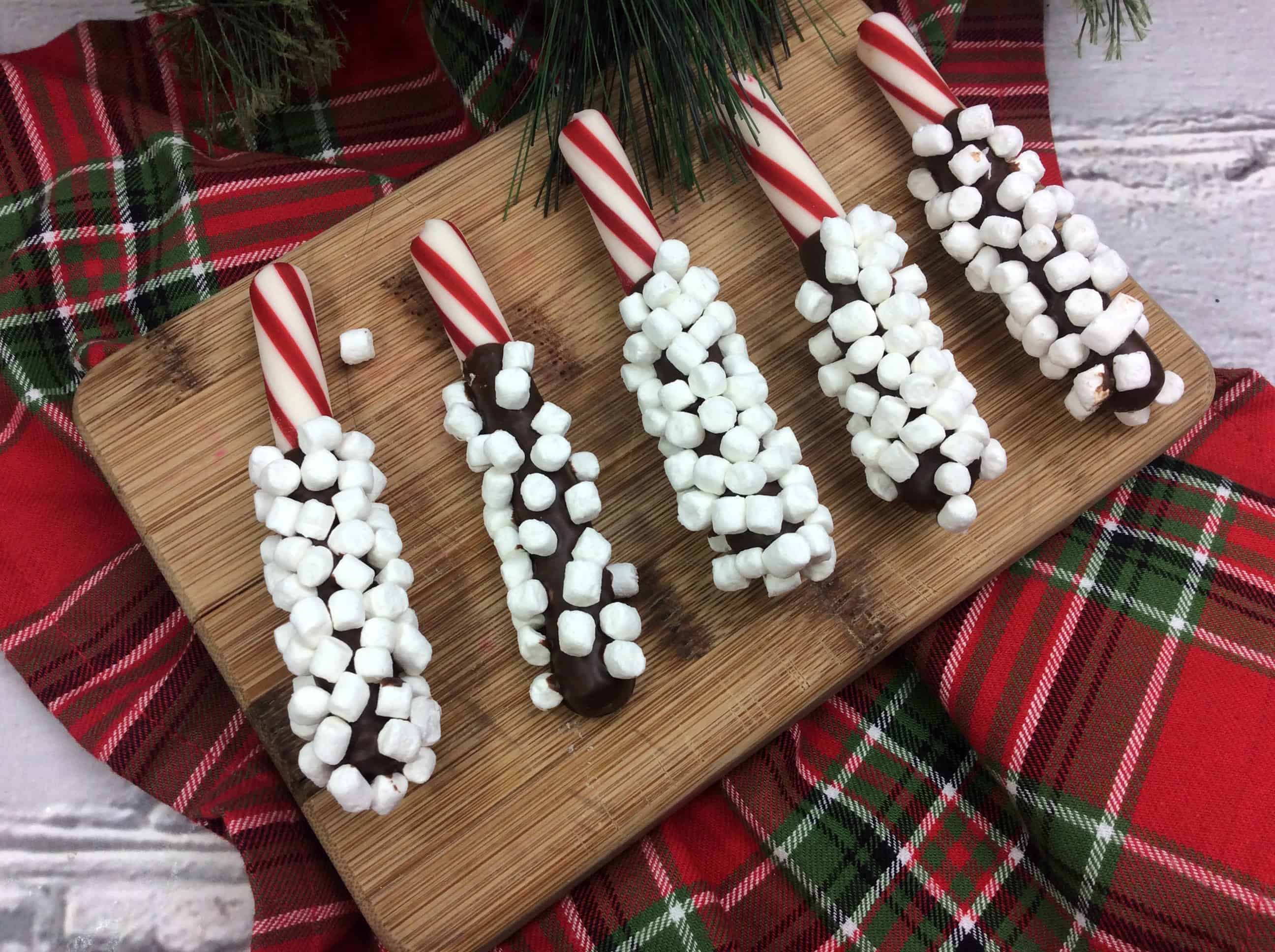 A group of peppermint sticks on a table