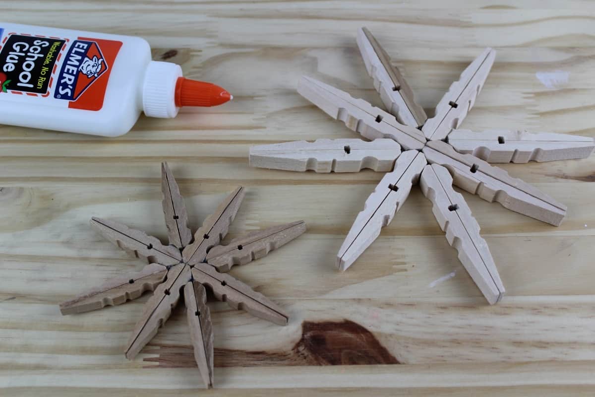 Clothespin and Glitter Snowflake Ornaments