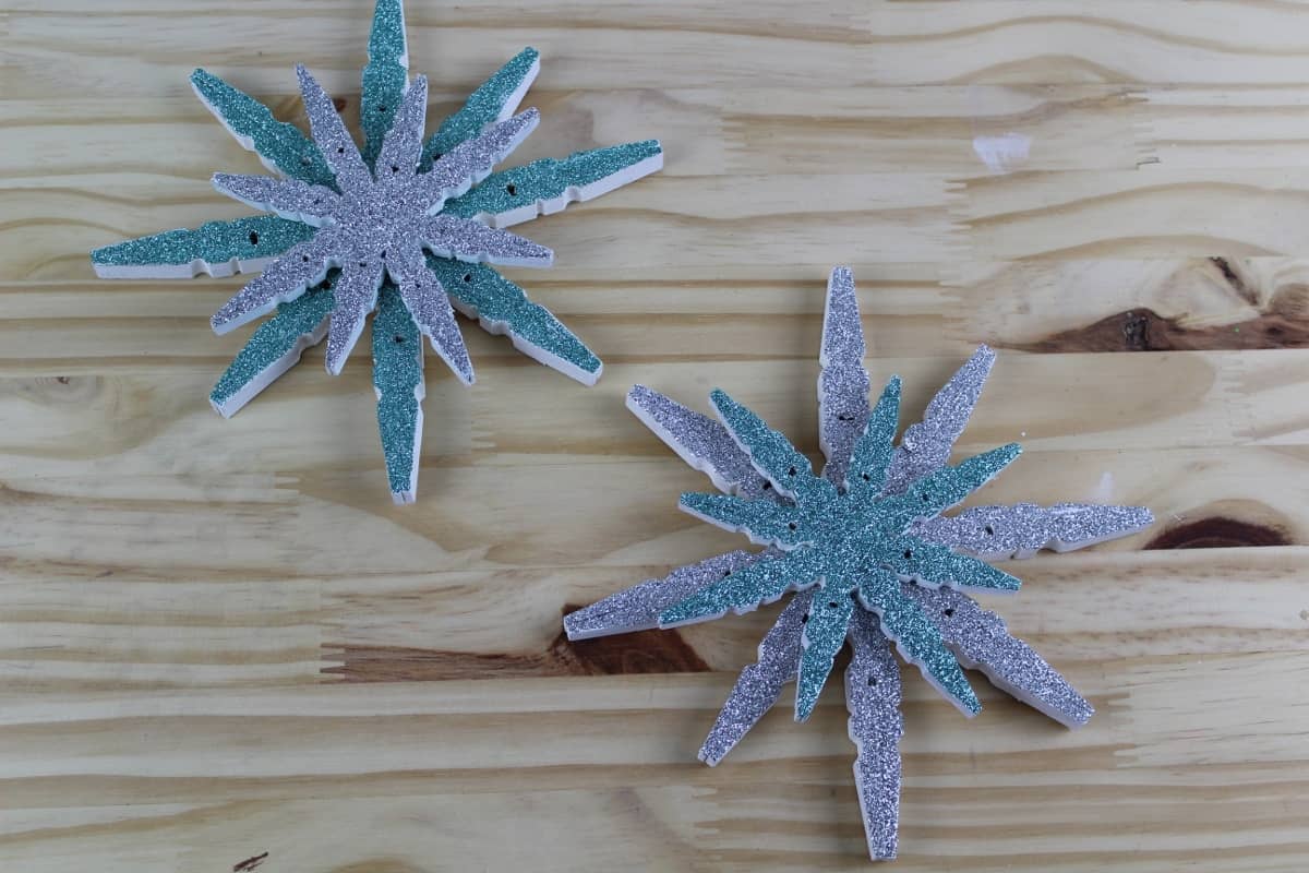 Clothespin and Glitter Snowflake Ornaments
