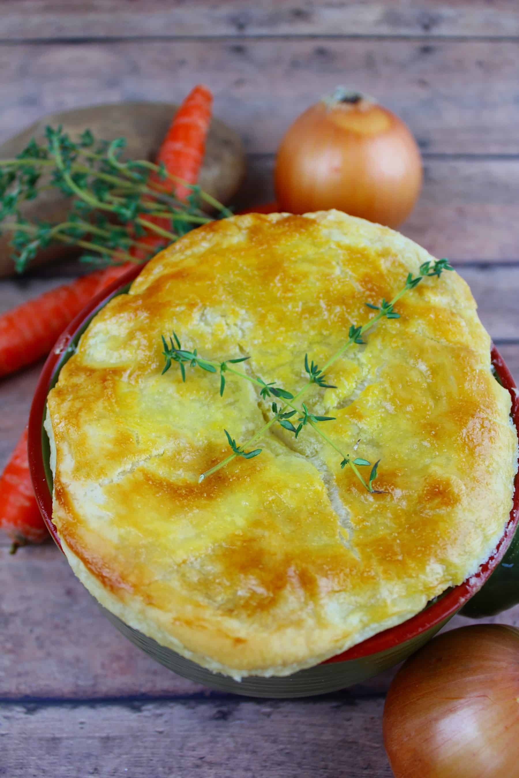 A bowl of food on a plate