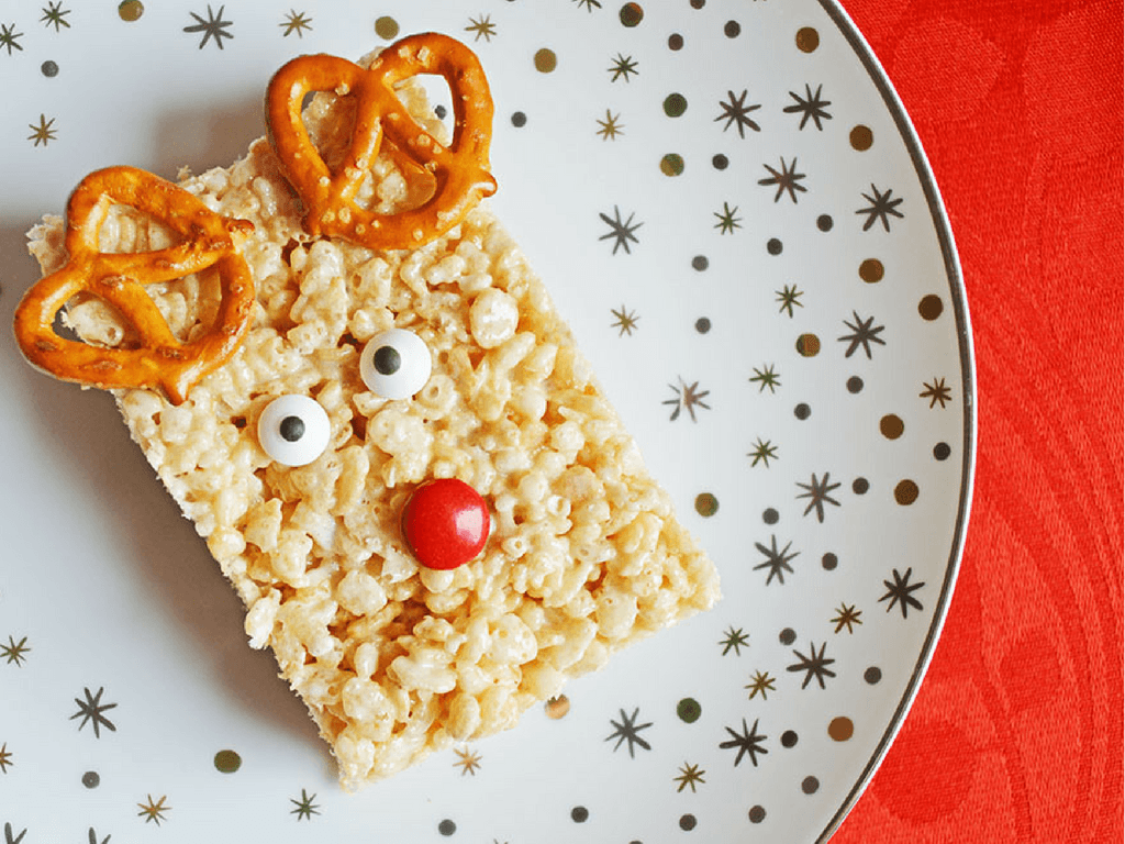 Easy Reindeer Krispies A plate of food