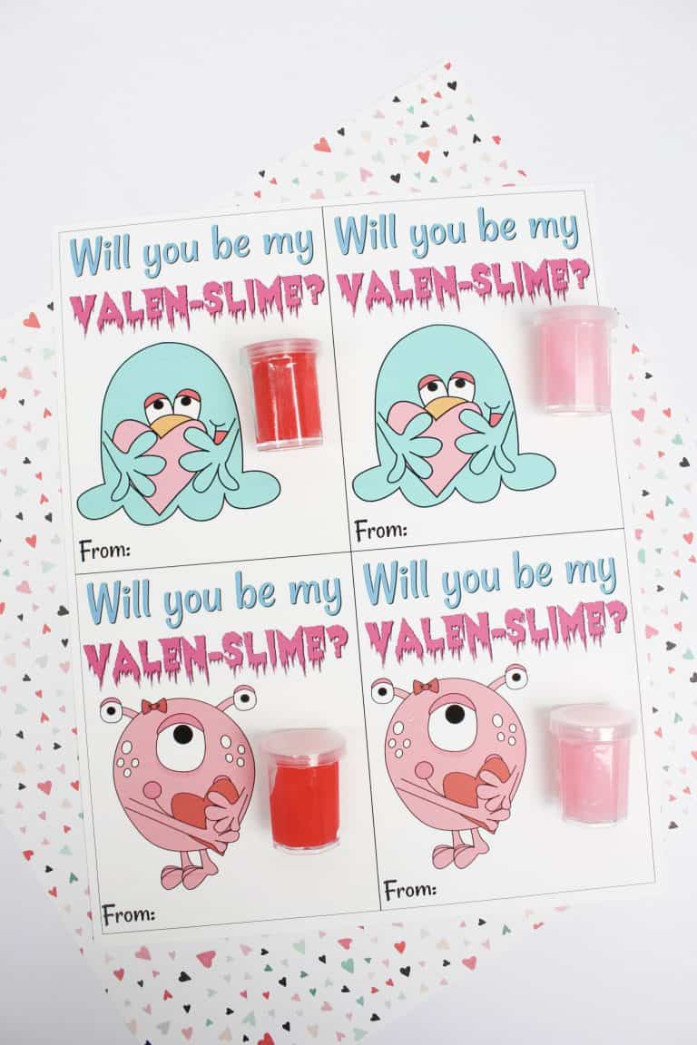 Valentine Slime Printable Card- Free Kids Valentine Printable