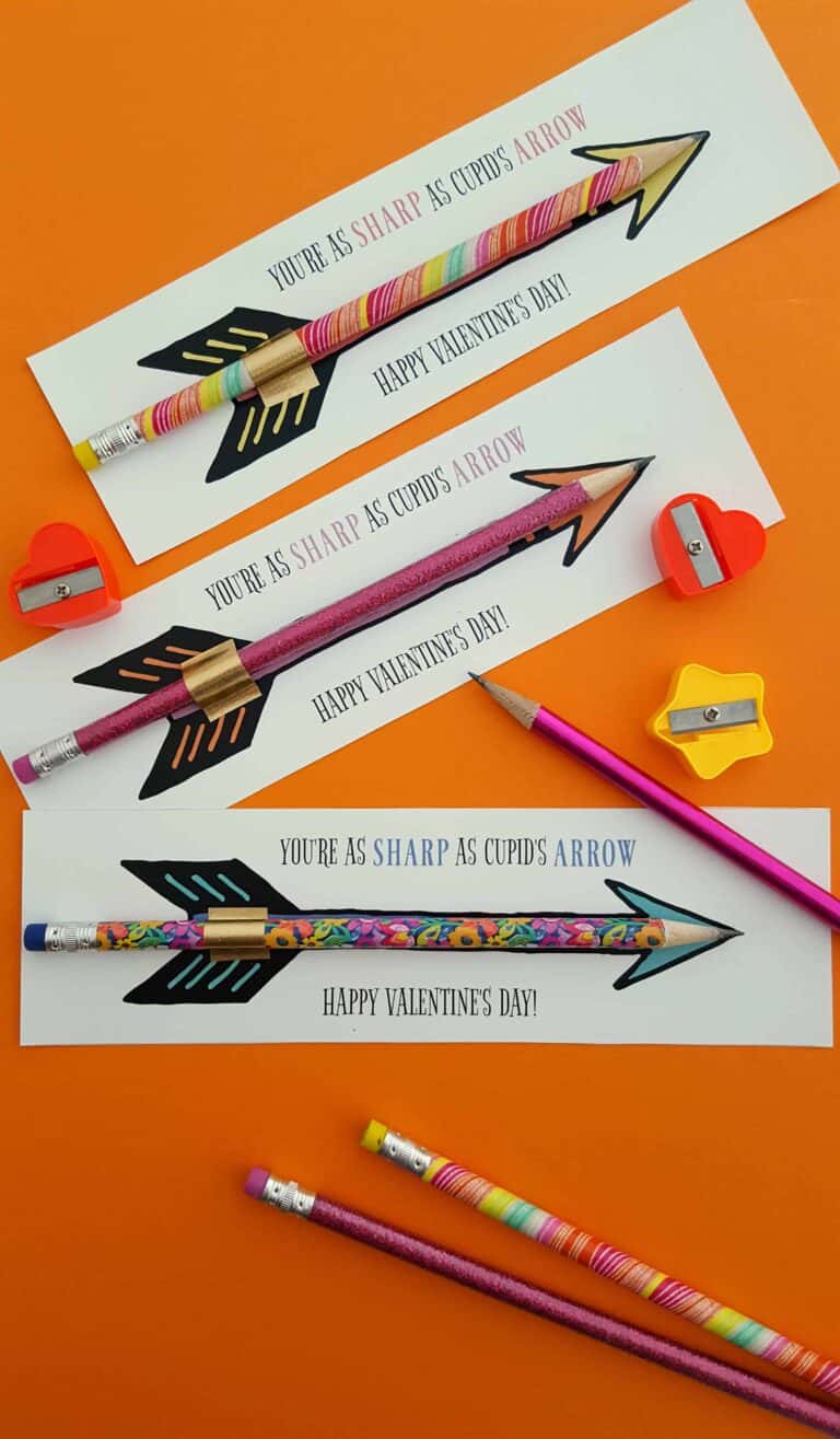 Cupid’s Arrow Pencil Valentine Printable- Free Valentine's Day Printable