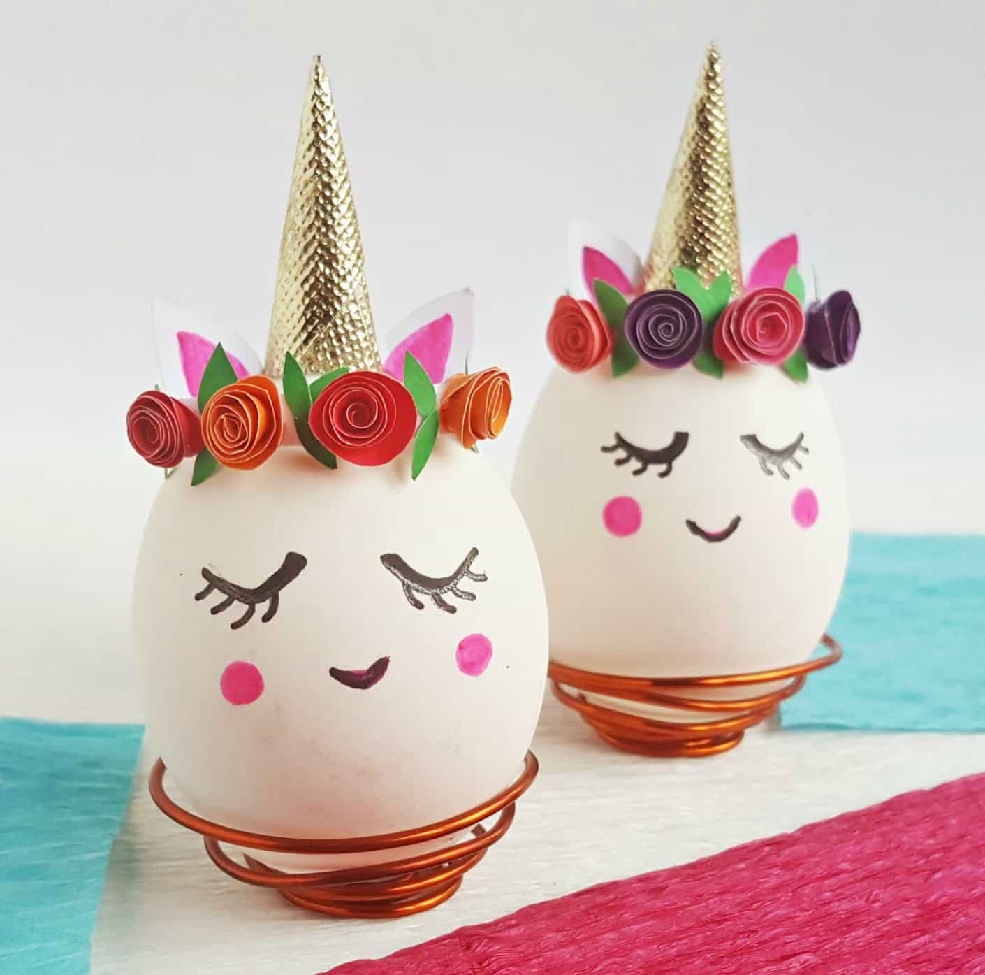 A decorated egg on a table