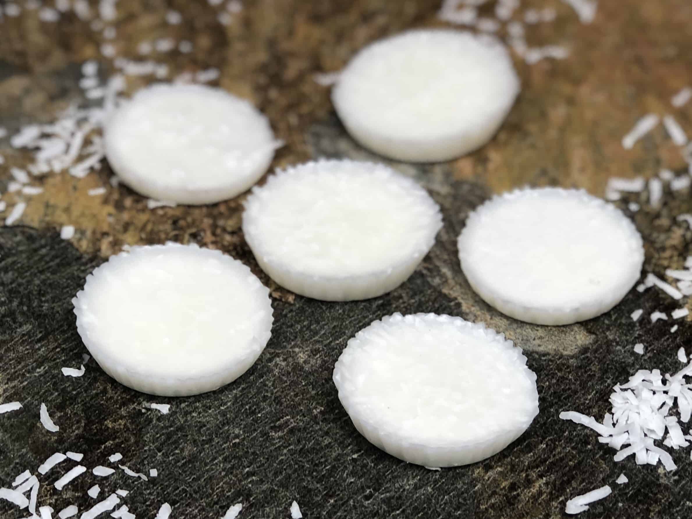 A close up of food, with Coconut and Cup
