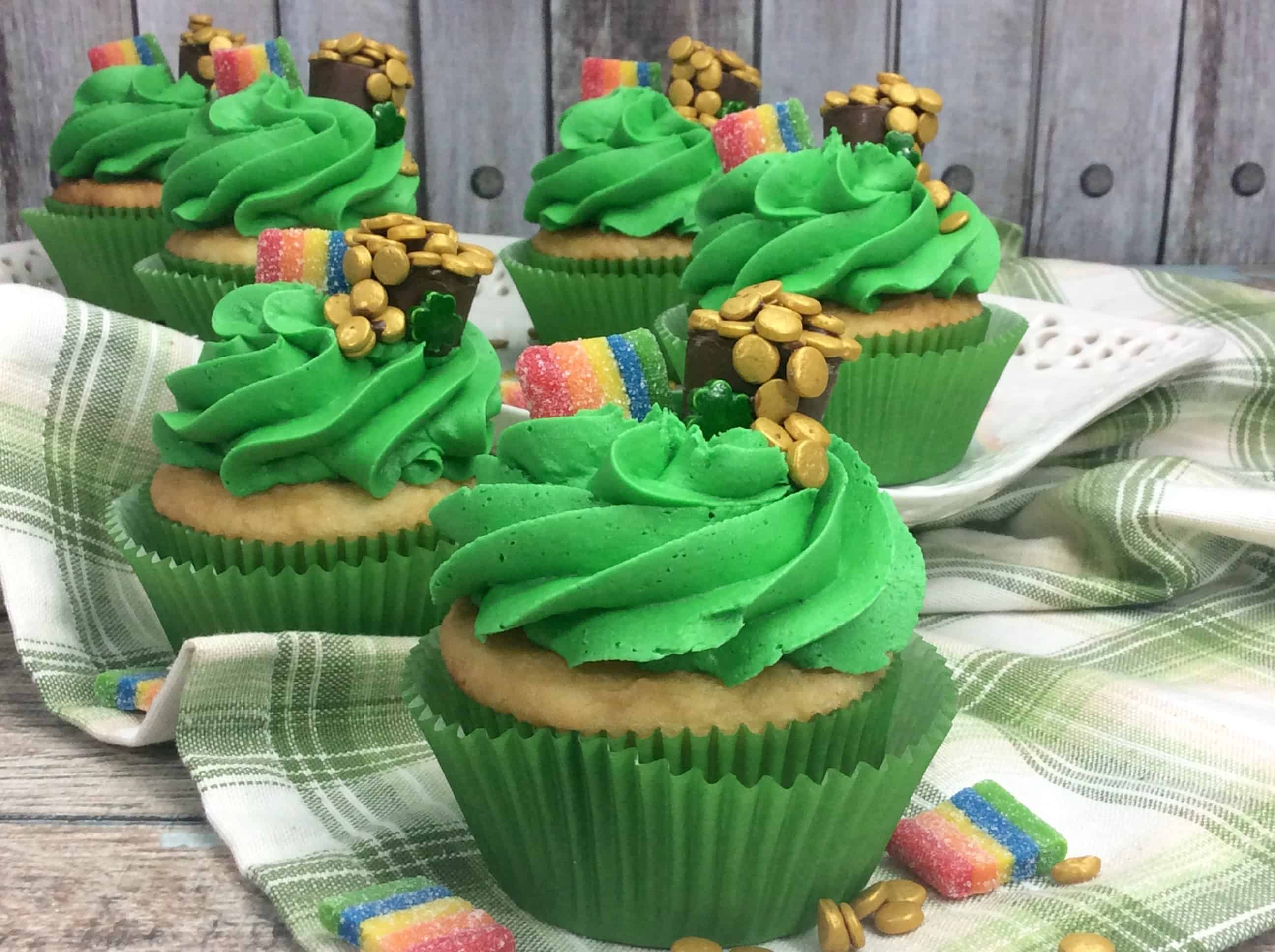 A bunch of cupcakes on a table