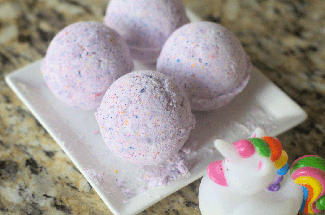 A close up of bath bombs