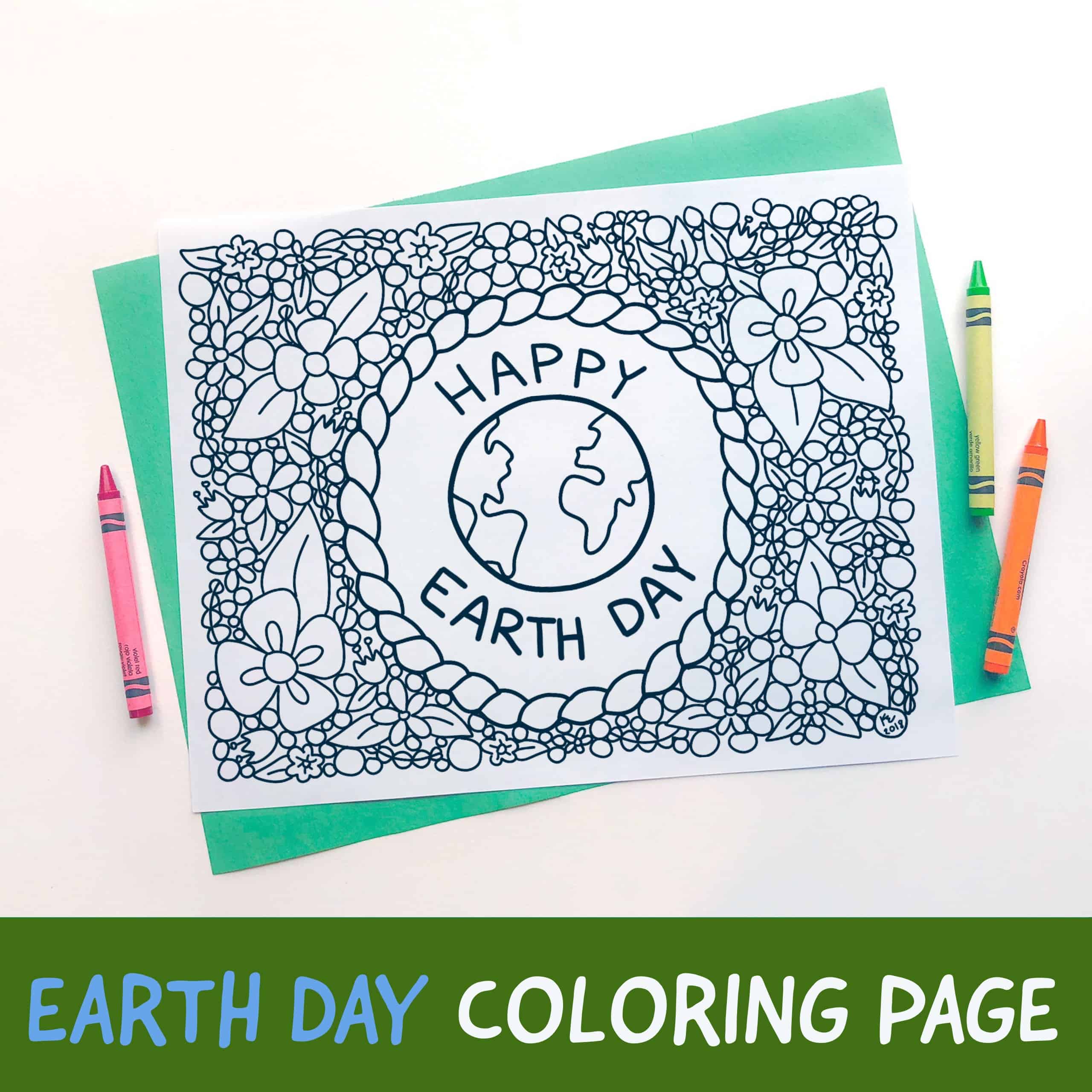 Earth Day Coloring Page A close up of a piece of Earth Day Coloring Page.