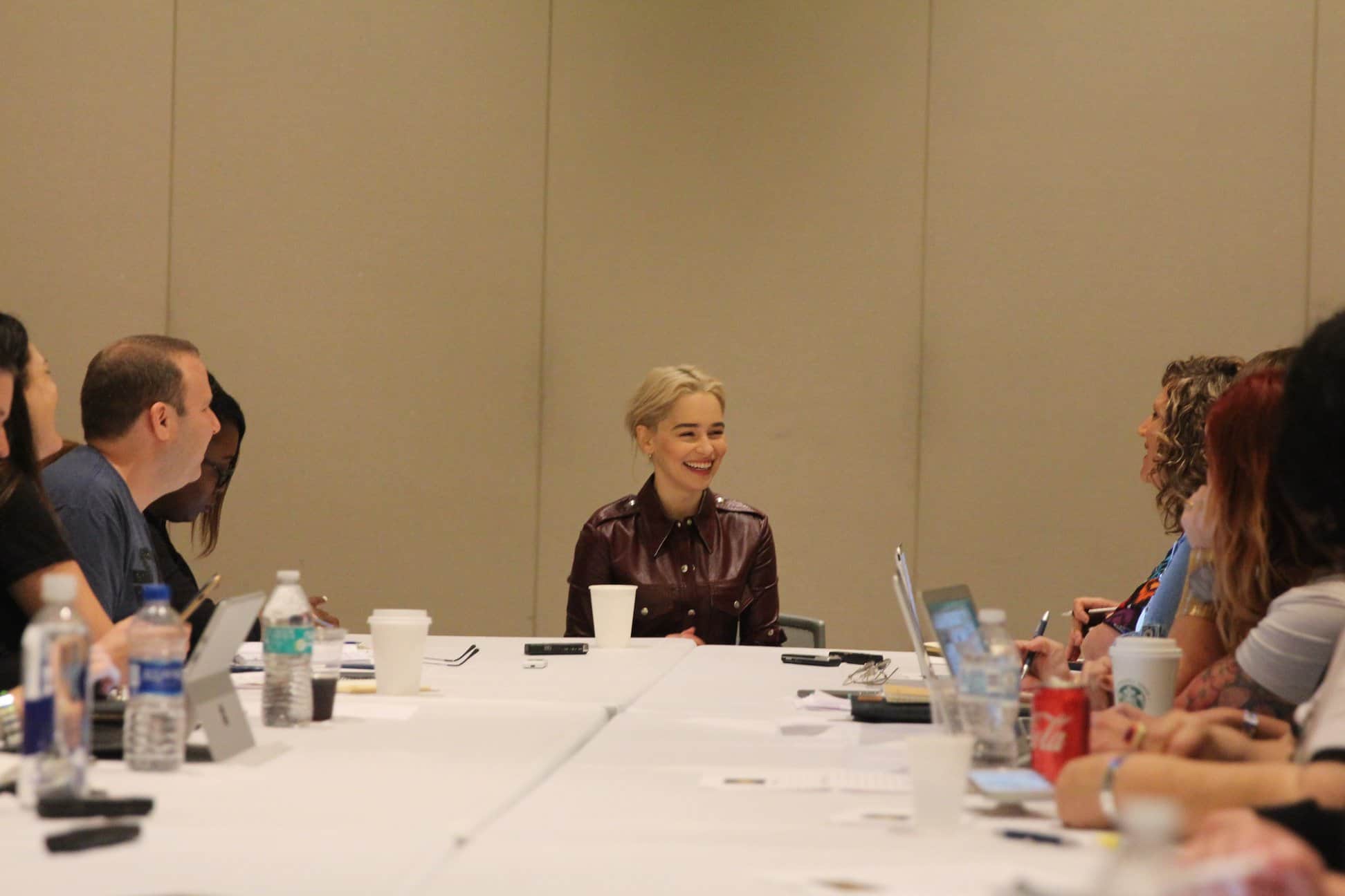 A group of people sitting at a table