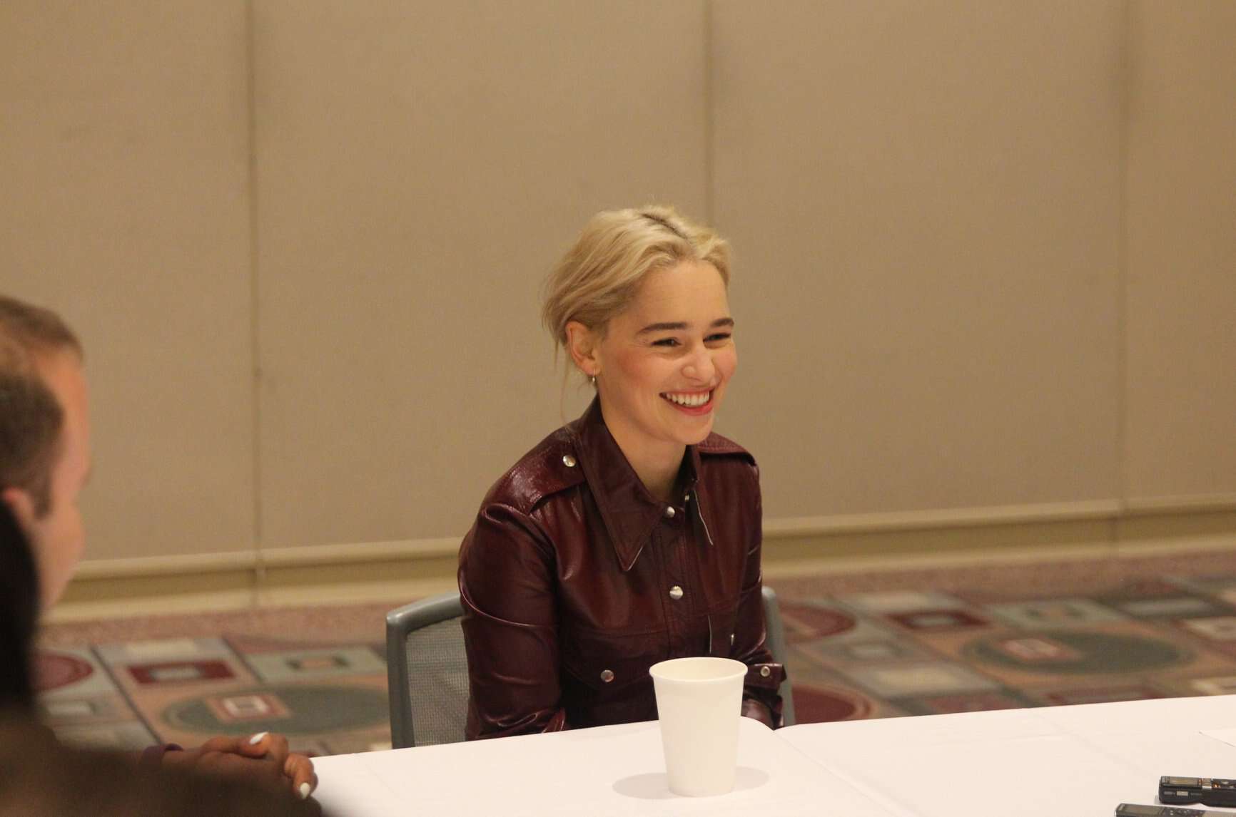 A person sitting at a table