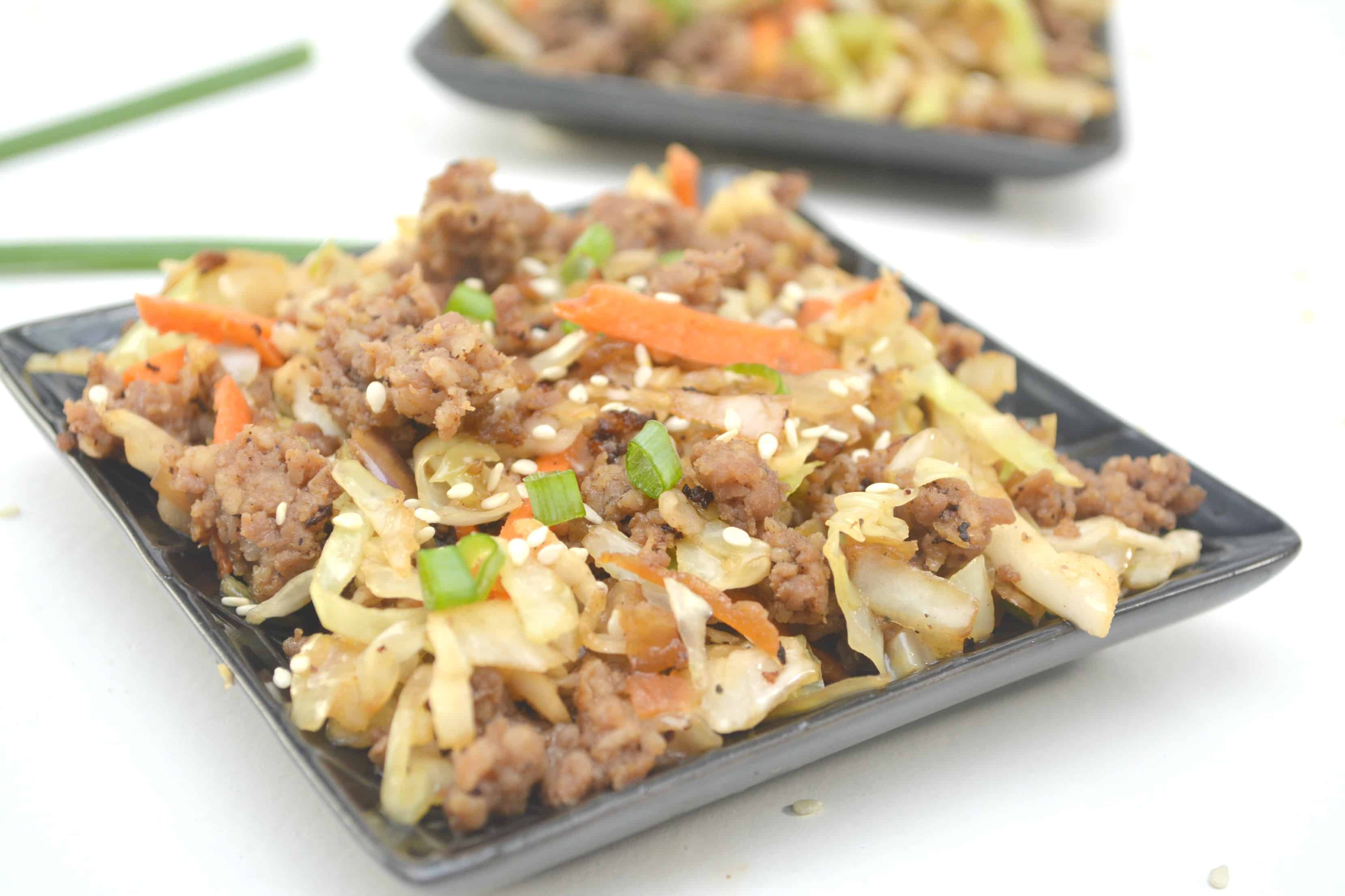 A plate of food, with Egg roll and Ketogenic diet