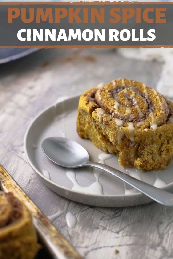 A cinnamon roll on a plate, with Pumpkin and Baked goods
