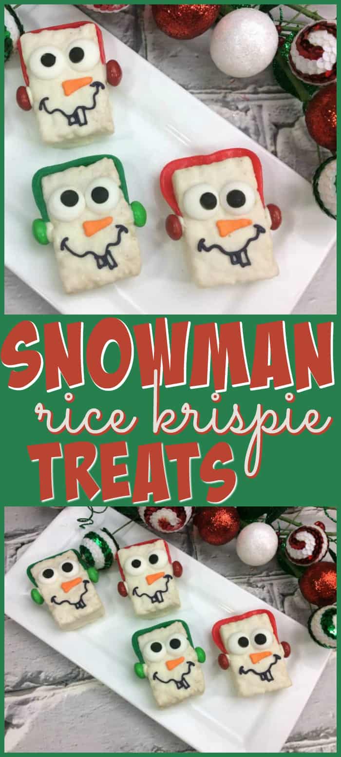 Text and Snowman treats on white plate