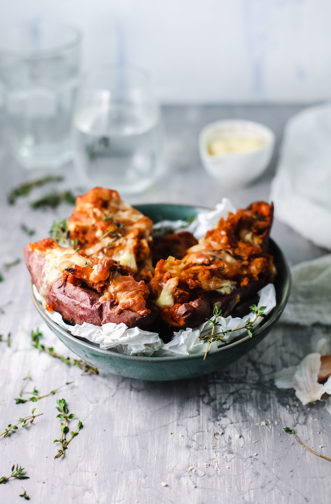 A plate of food on a table