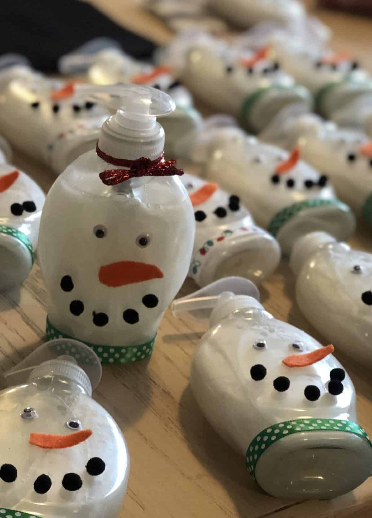 soap containers on table