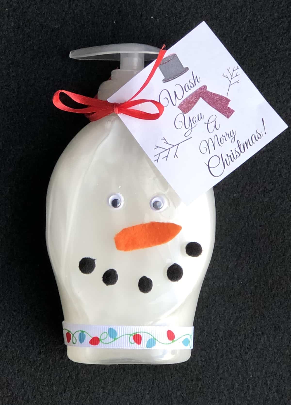 Closeup of snowman soap