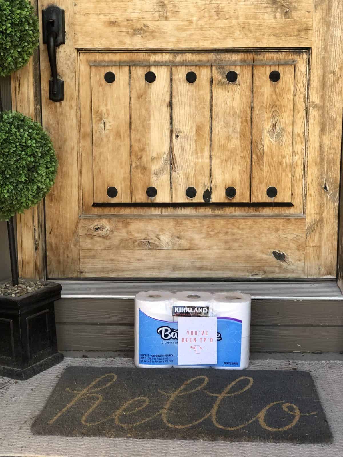 toilet paper in front of door