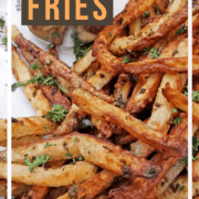 A sign on the side of fries