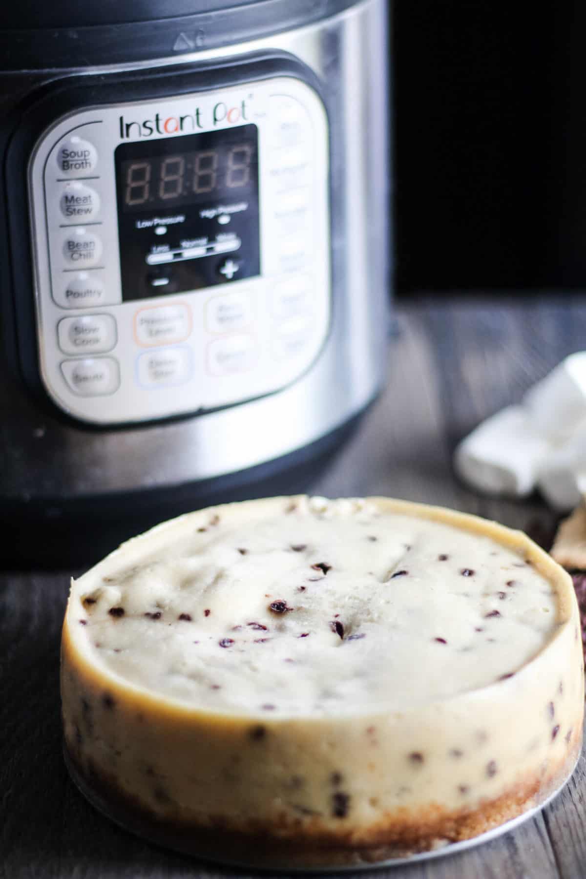 A plate of cheesecake on a table