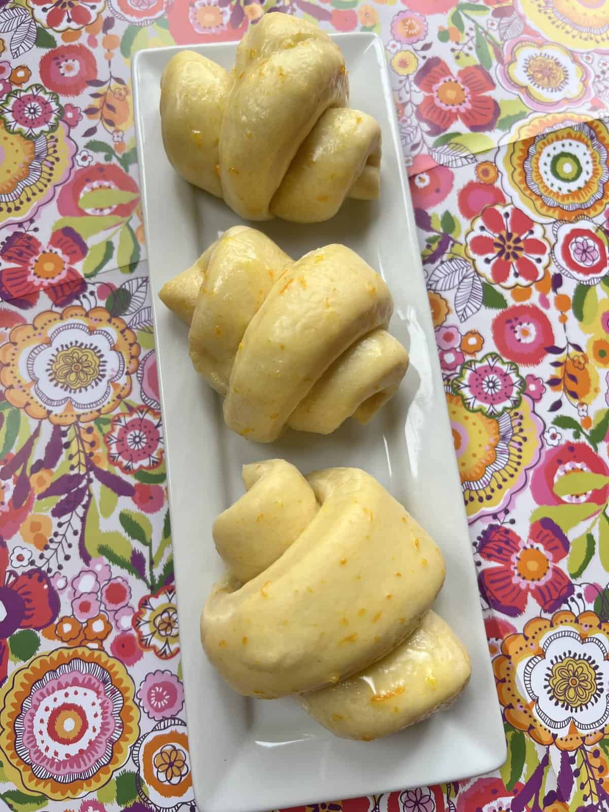 Orange Rolls Recipe on white plate