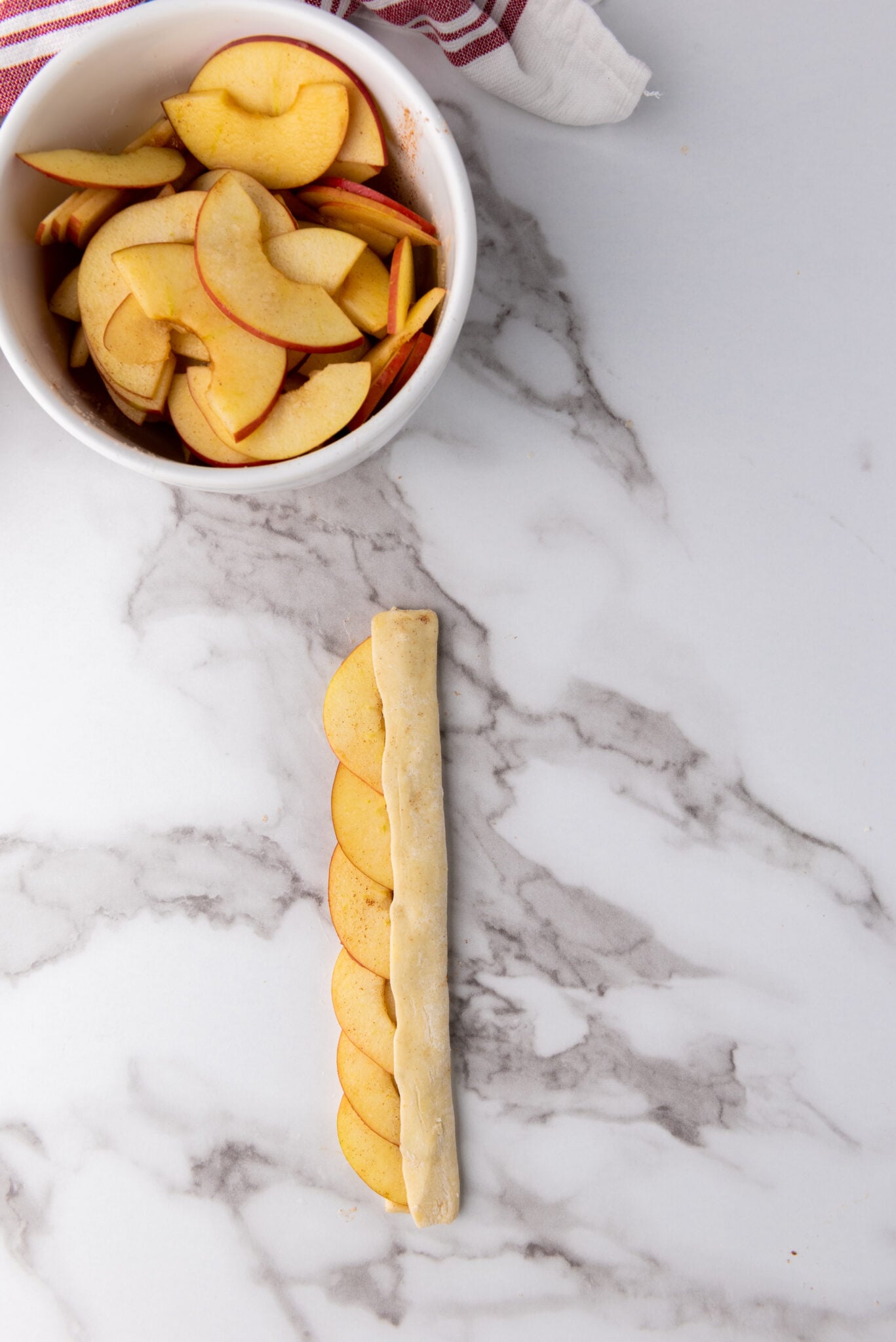 pastry folded over the apples
