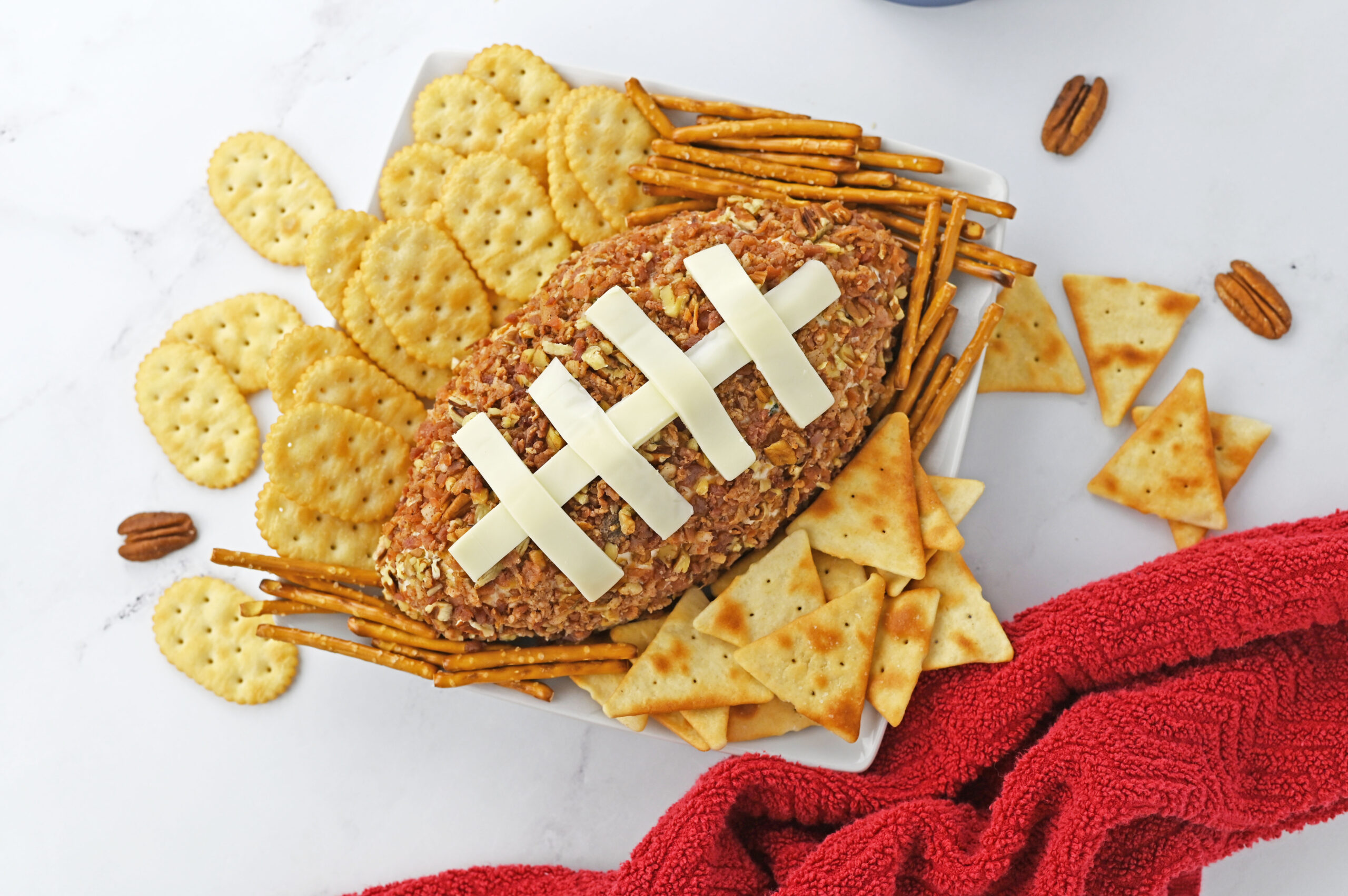 Football charcuterie board ideas for game day party A Sparkle of Genius