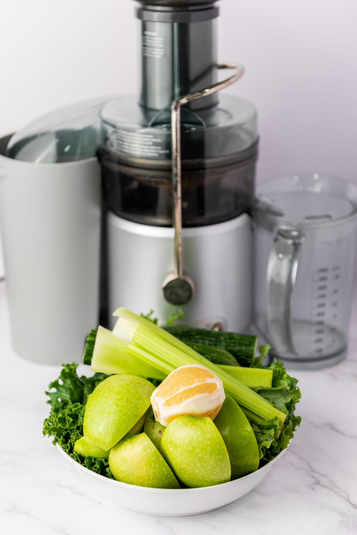 A shot of the ingredients alongside the Breville juicer