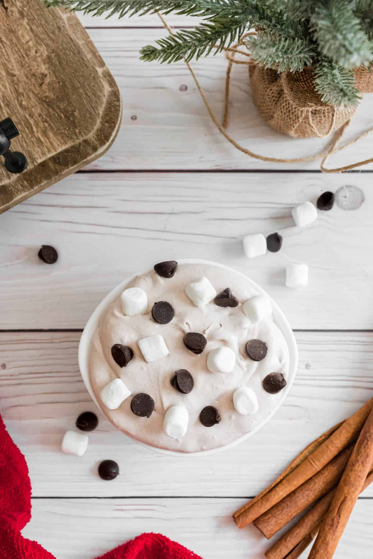 hot cocoa dip in a bowl