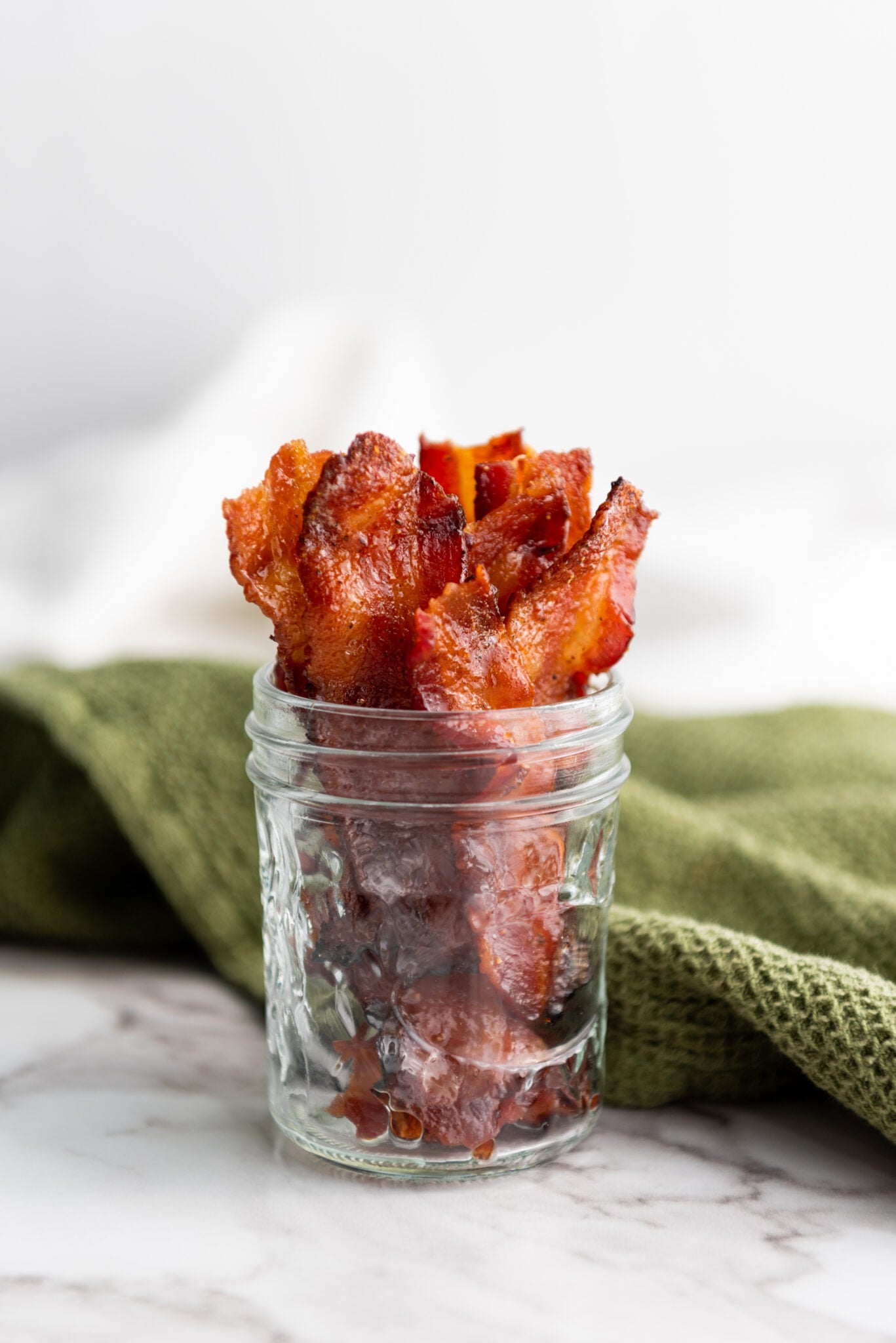 maple candied bacon recipe in a jar