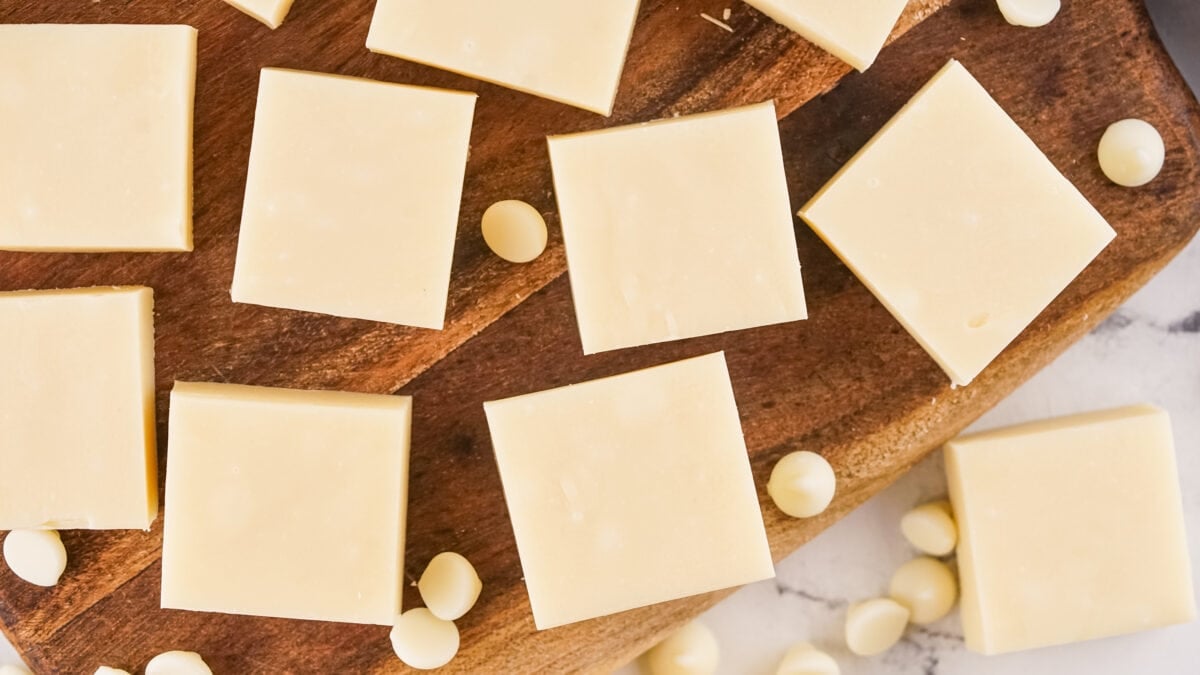 fudge on a cutting board