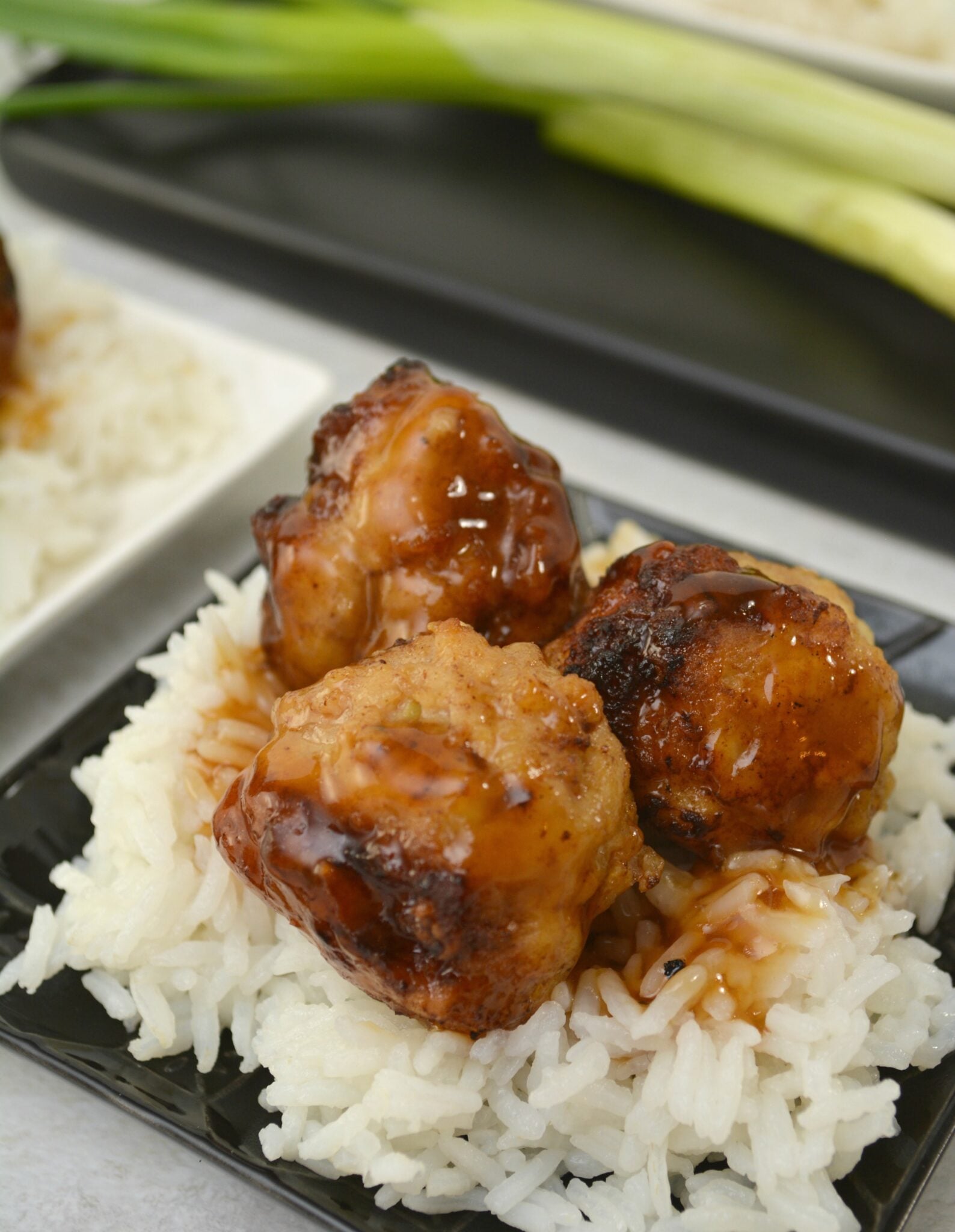teriyaki honey meatballs on a plate