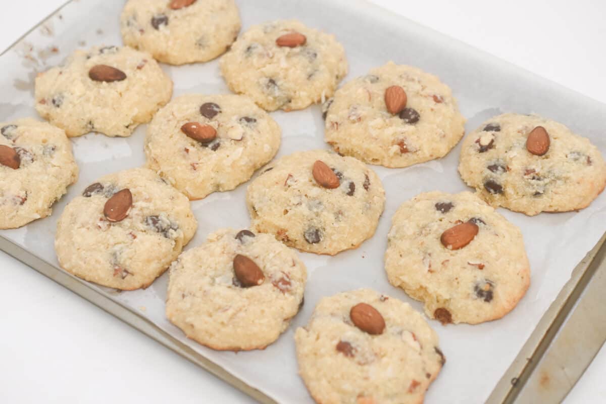 best keto almond joy cookies ready to enjoy