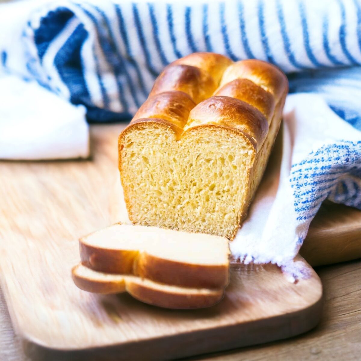 brioche bread on a cutting board