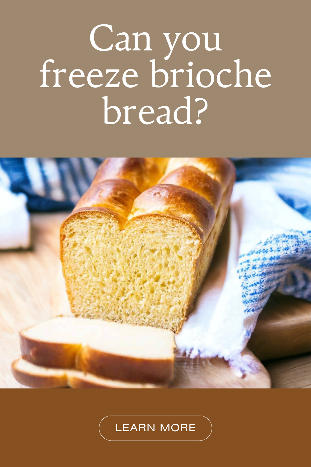 A photograph of a loaf of brioche bread, showcasing its rich golden color and soft, buttery texture.