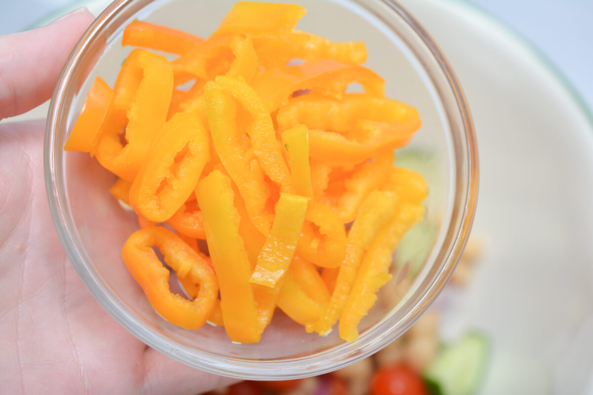 add mini peppers to salad