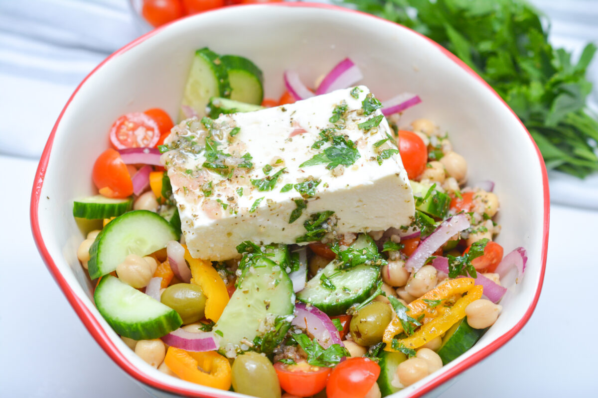 ready to eat Chickpea Greek Salad recipe