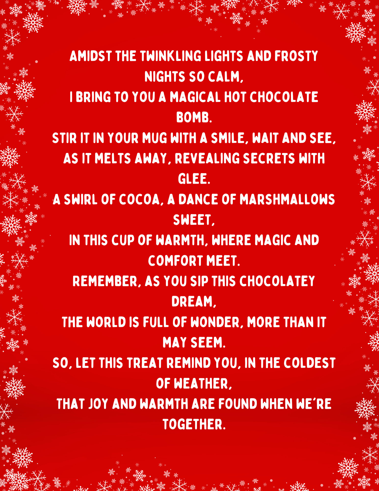 Elf hot cocoa bomb poem