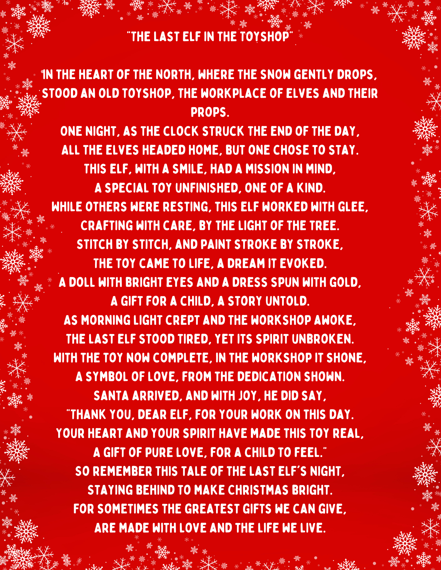 The Last Elf in the Toyshop poem