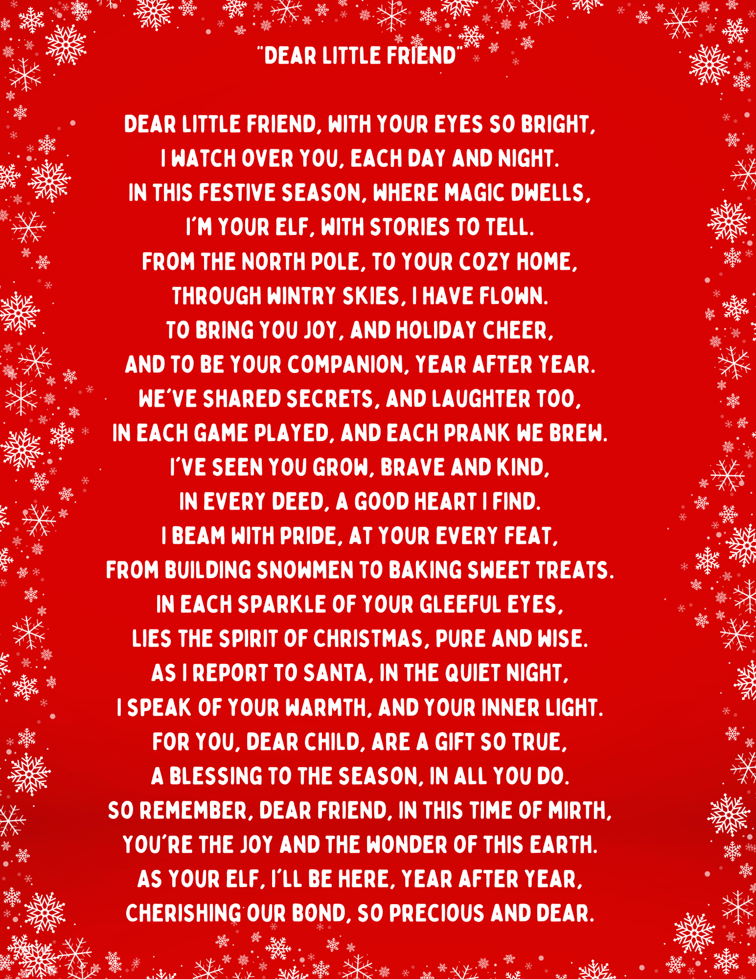 dear little friend elf poem