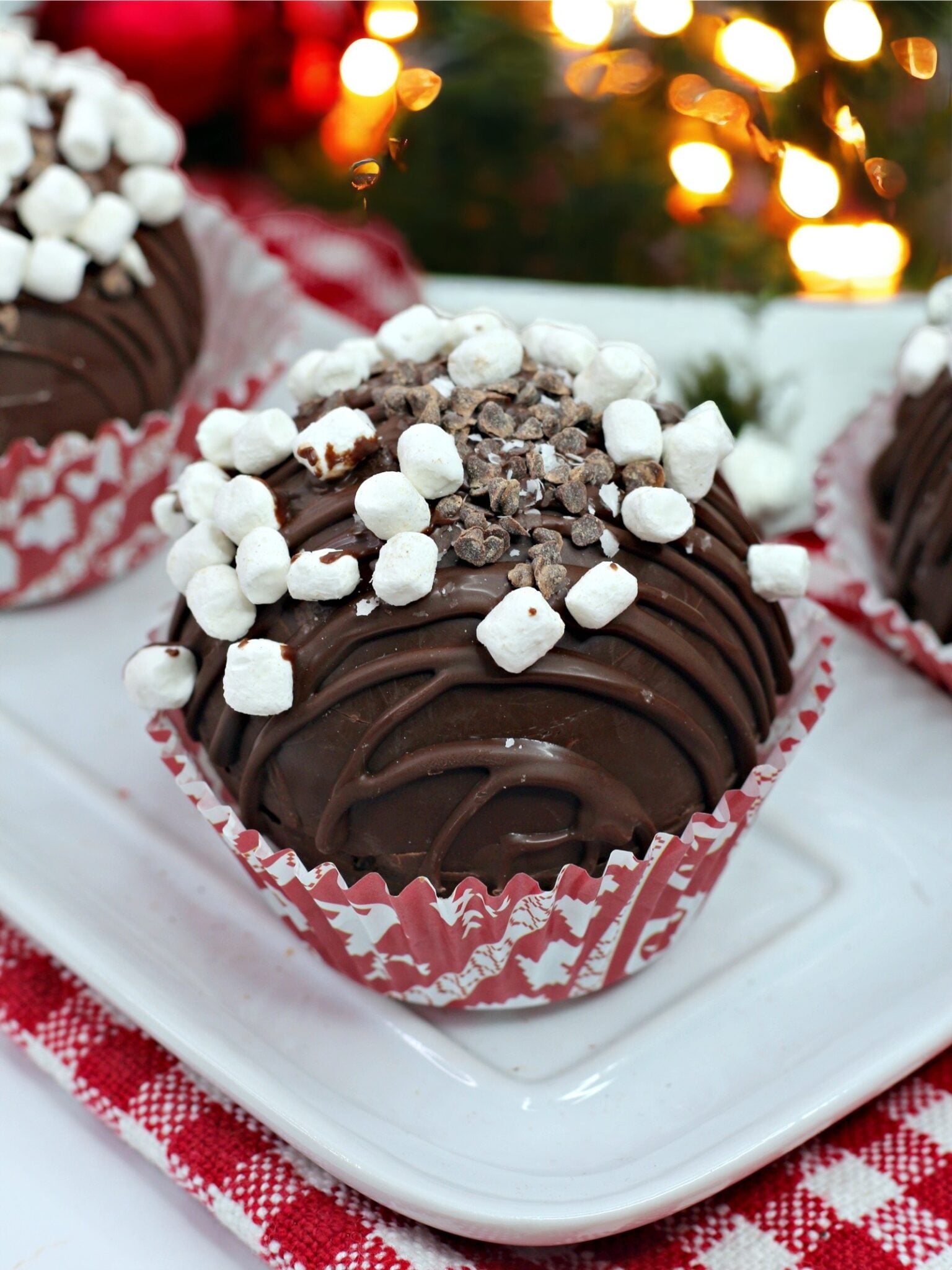 hot chocolate bombs for Christmas on plate
